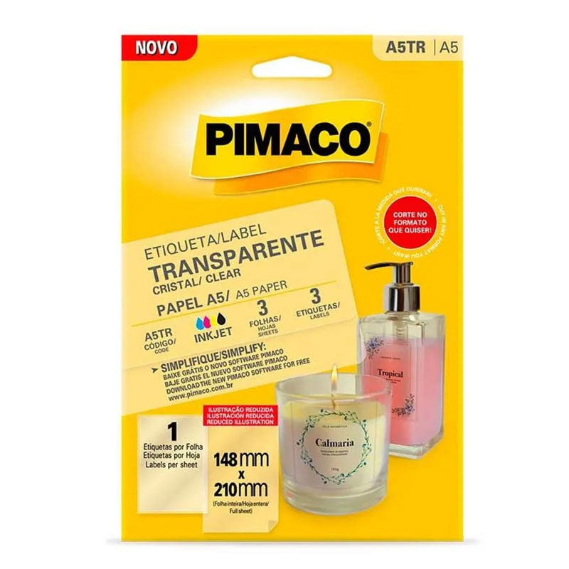 Etiqueta adesivo Cristal A5TR com 3 unidades Pimaco em Oferta na Shopee