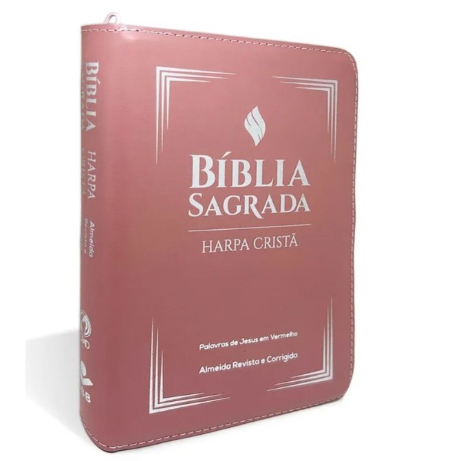 Bíblia Sagrada ARC | Letra Grande | Harpa Cristã | Zíper | PJV | Rosa Claro - Books & Magazines