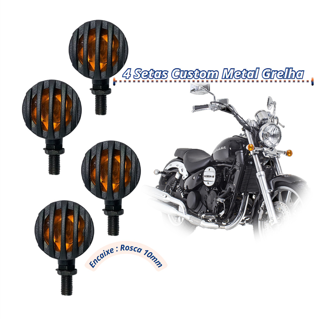 Kit 4 Setas Pisca Custom Metal Grelha DAFRA HORIZON 250 2017 2018 2019 2020 2021