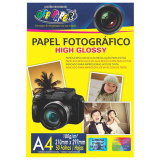 Papel Foto Glossy A4 180g Off Paper - 1 Pacote Com 50 Folhas