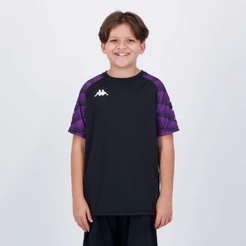 Camisa Kappa Raglany Juvenil Preta