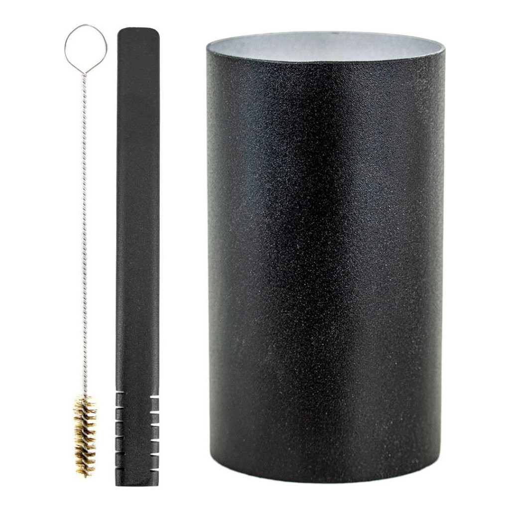 Kit Bomba E Copo Redondo Terere Aço Inox Preto Filete
