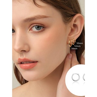 LOMISS Brincos Elegantes Delicado Redondo Argola Folheada Platina Lisa em Oferta na Shopee