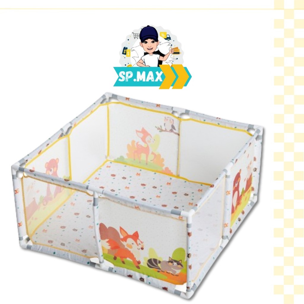 Cercadinho Quadrado Infantil PlayPen Chiqueiro Portátil Replay Kids – Floresta / Amarelo