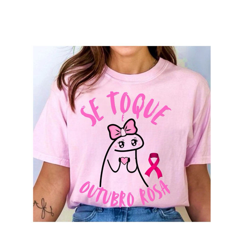 Envio imediato Camiseta T Shirt Personalizada outubro rosa estampa camiseta feminina