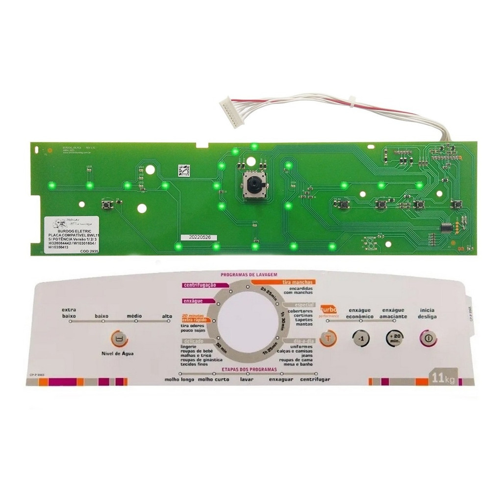 Placa Interface Lavadora Brastemp Bwl11 W10356413 Adesivo