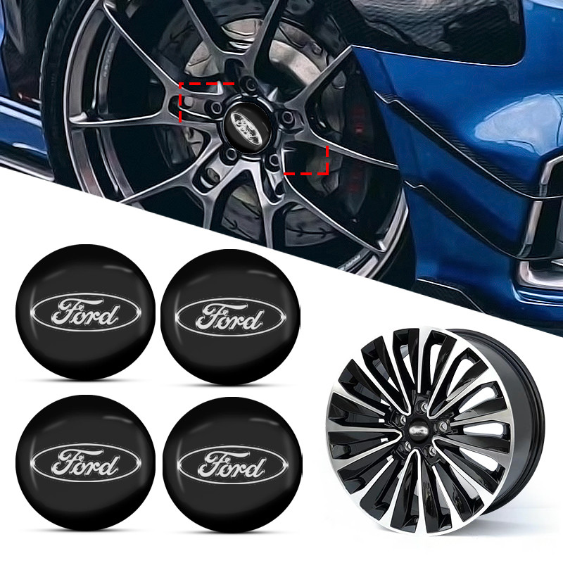 4 Unidades 56mm Tampa Do Cubo Da Roda Carro Emblema Decalque Adesivo De Para Ford Focus Mondeo Kuga Fiesta MK7 Escort Ex