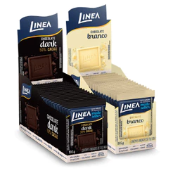 Kit 2 Displays de Mini Chocolate Linea Sabor Branco e Dark - 15 unidades de 13g