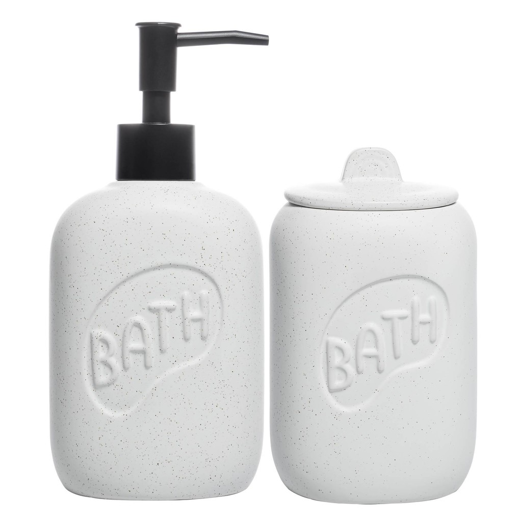 2 Peças para Banheiro Lyor Letters de Cerâmica Branco - Home & Living