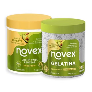 Kit Novex Óleo de Abacate Gelatina 1KG + Creme Para Pentear 1KG em Oferta na Shopee