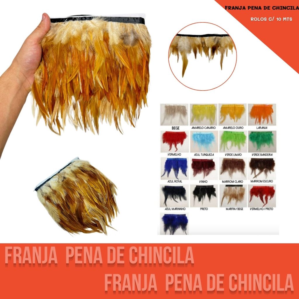 Franja Pena Chinchila Premium - Rolo c/10 Mts - Grade de Cores em Oferta na Shopee