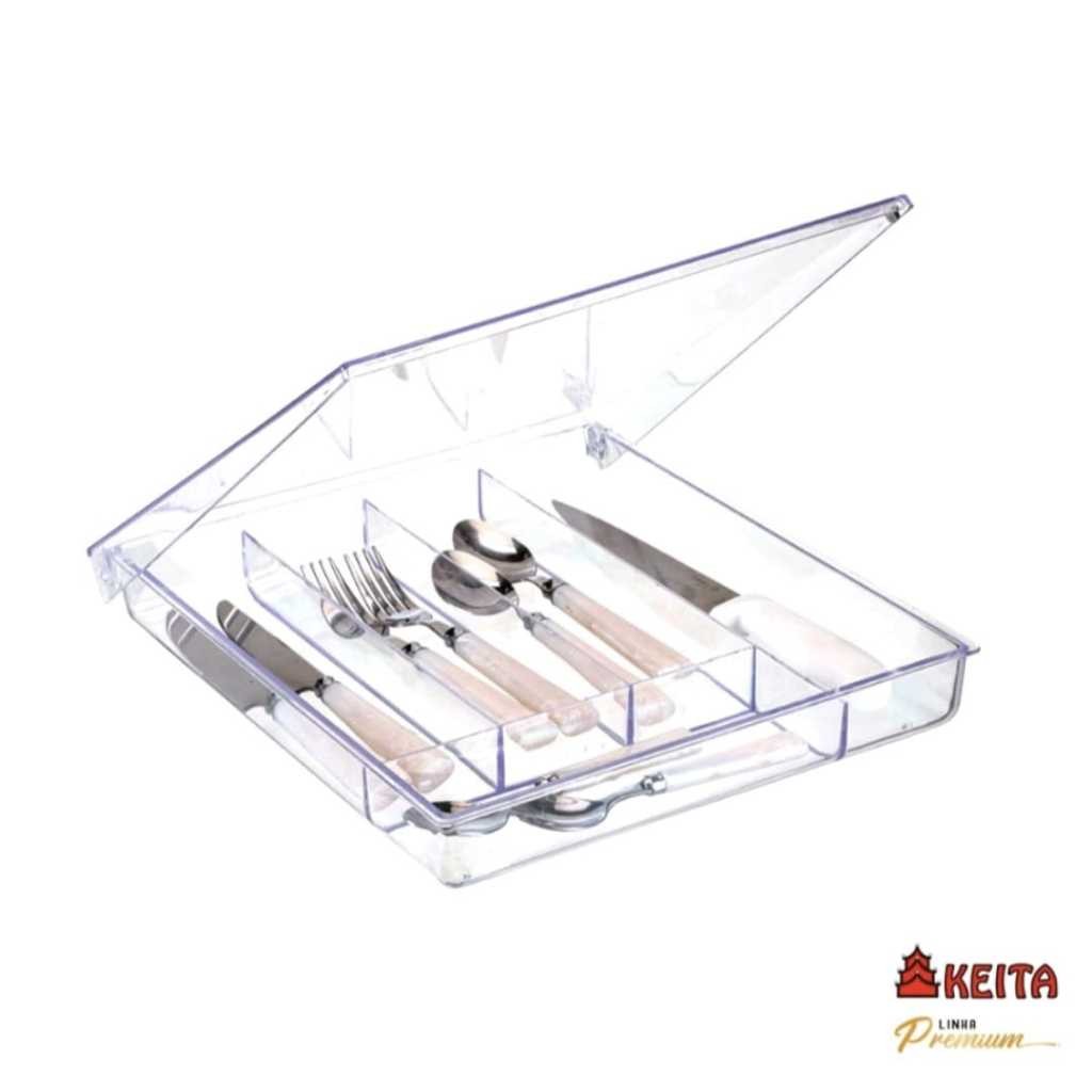 Porta Talher Com Tampa de Cristal Premium Cozinha Talheres em Oferta na Shopee