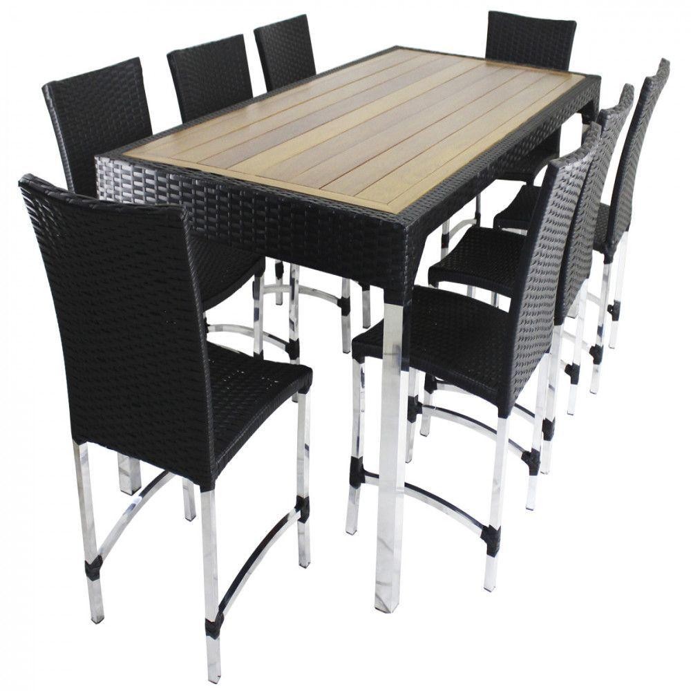 8 Cadeiras Cannes E Mesa Retangular Com Tampo Trama Original Tabaco