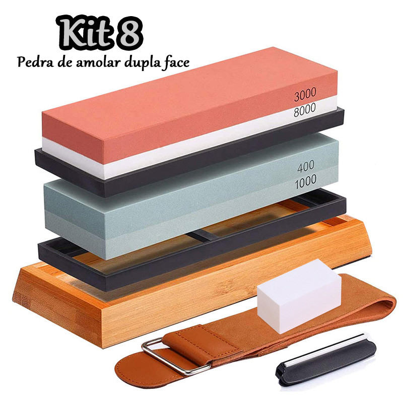 Pedra De Amolar Dupla Face De Coríndon Branco 400/1000 3000/8000 Com Base Antiderrapante em Oferta na Shopee