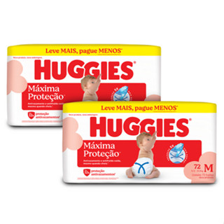 Kit 2 - Huggies Fralda Descartável Máxima Proteção M - 72 Un em Oferta na Shopee