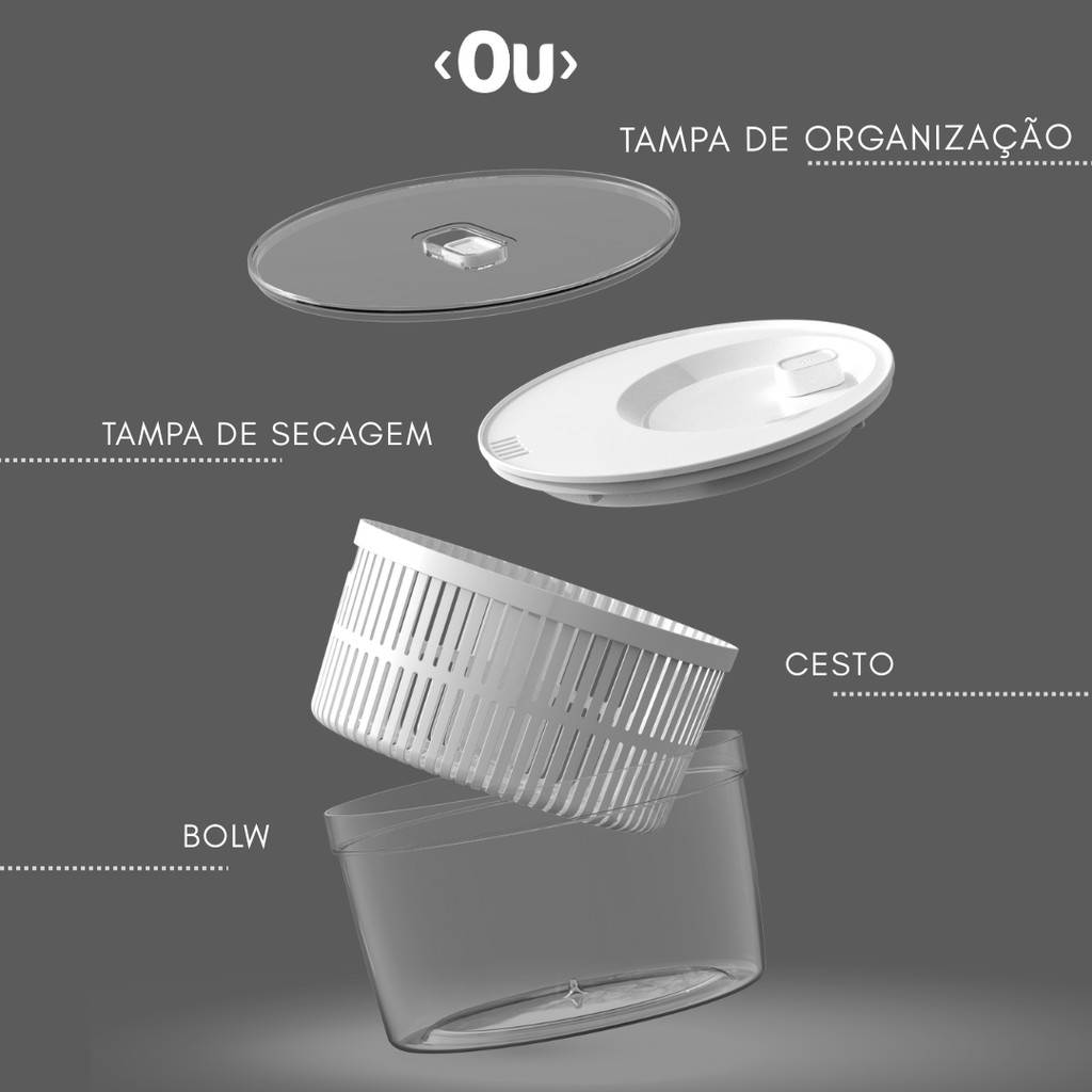 Secador de Salada 5,5l Centrífuga com Tampa de Acrílico Manual Giratório Organizador de Geladeira Ou · foto 2