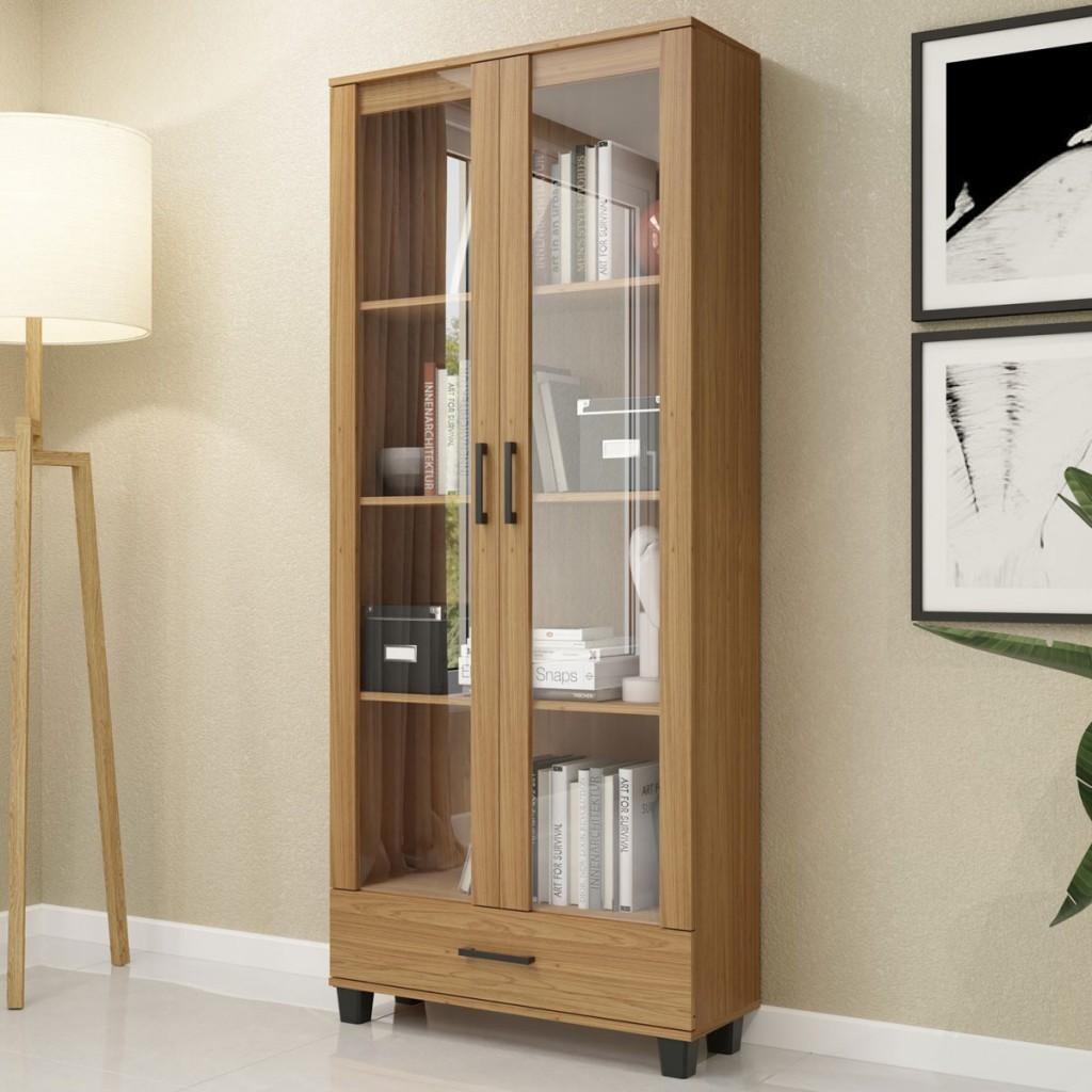 Cristaleira 2 Portas 1 Gaveta 100% Mdf Freijó C58 - Pradel - Home & Living