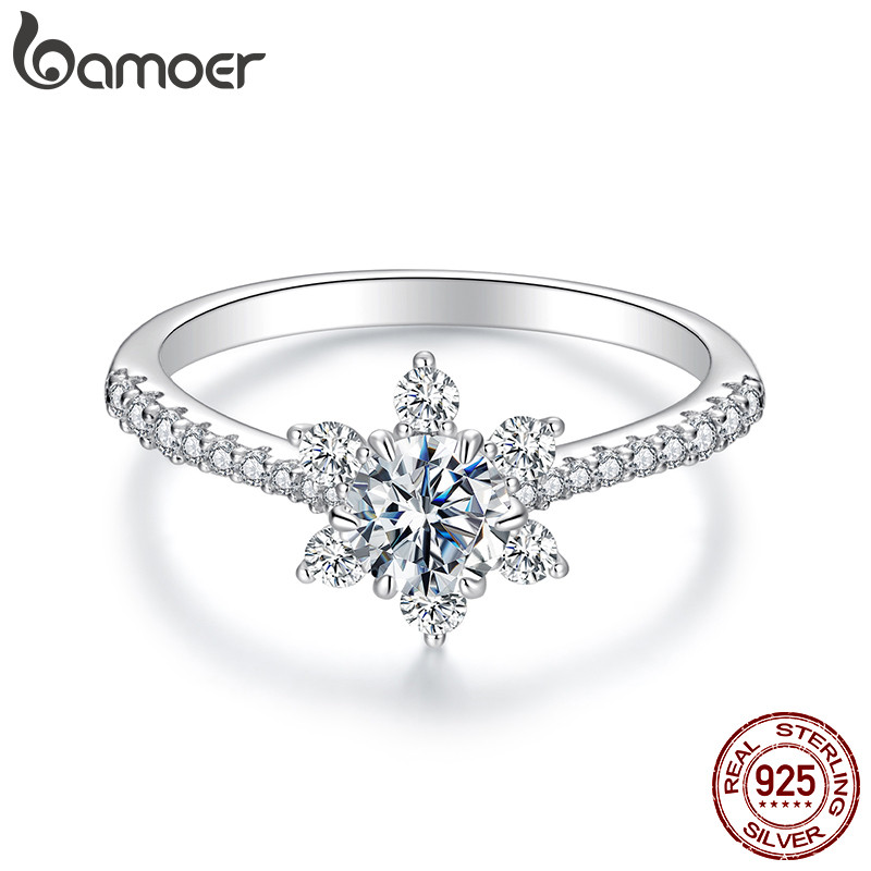 Anel De Prata Esterlina 925 Com Design Original BAMOER , Moissanite Brilhante , Joias Da Moda Para Casamento , Presentes em Oferta na Shopee