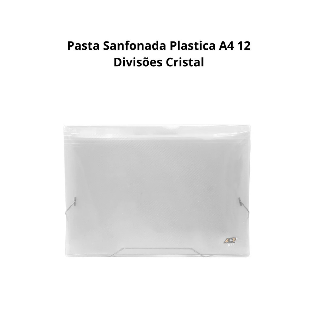 Pasta Sanfonada Plastica A4 12 Divisões - Cristal em Oferta na Shopee
