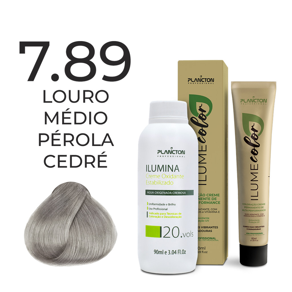 KIT ILUME COLOR PLANCTON - 7.89 LOURO MÉDIO PÉROLA CEDRÉ + OX ILUMINA 20V