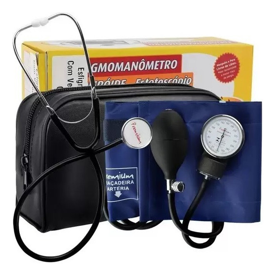 Esfigmomanometro + Estetoscópio e Bolsa Estojo Medidor de Pressão Manual Aneróide