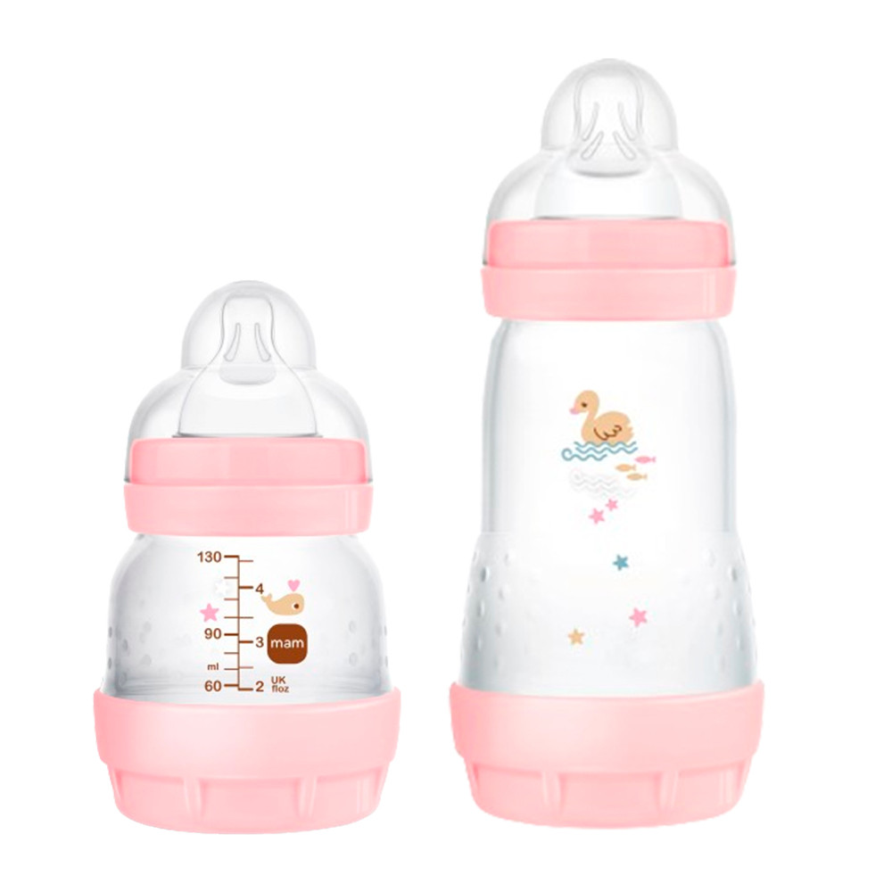 KIT 2 Mamadeiras Anticólica Mam Easy Start Bebê 130/260ML Rosa