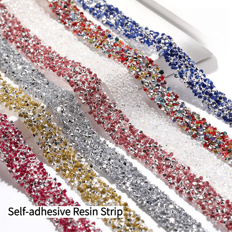 Tira De Resina 1.2cm Autoadesiva Brilhante Strass Fitas De Cristal Para Artesanato DIY em Oferta na Shopee