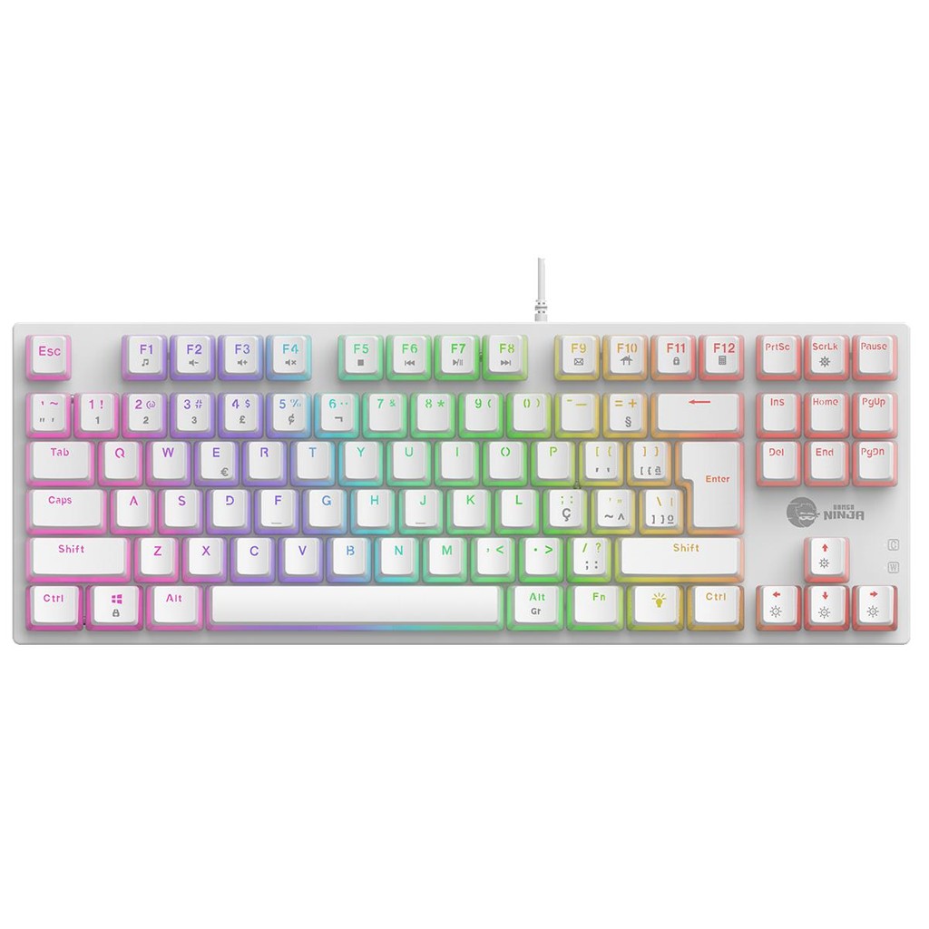 Teclado Mecânico Gamer Ninja Leap Pudim, Switch Blue, Rainbow, ABNT2, Gamer Ninja Leap - White Pudim em Oferta na Shopee