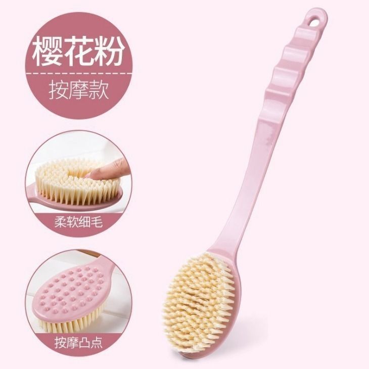 Escova de banho Com Cerdas Macias Cabo Longo de Plástico Coloridas - 34cm