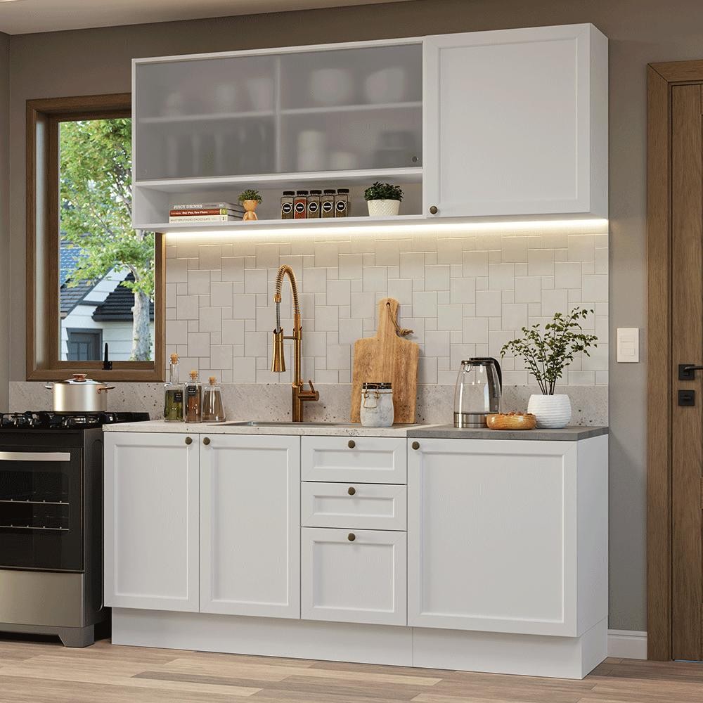 Armário de Cozinha Compacta 180 cm Vik Madesa 03 em Oferta na Shopee