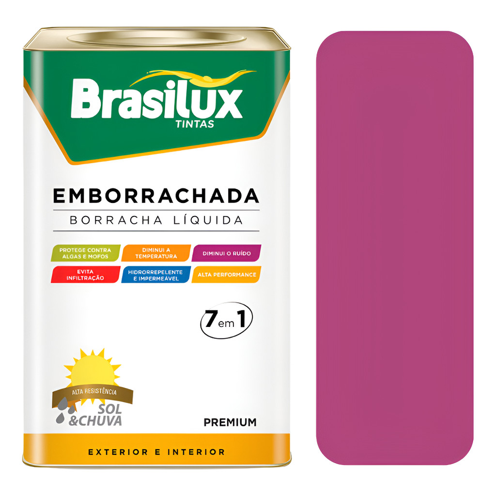 Tinta Emborrachada Rosa Pink 16l Infiltração Fissuras Litoral, Campo ou Cidade Brasilux