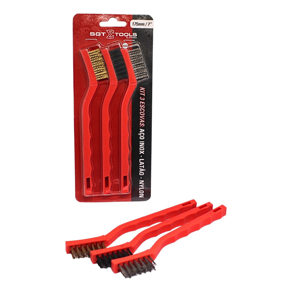Kit 3 Escovas Multiuso Limpeza Pesada De Aço Inox Nylon Latão Limpeza de Joias sujeira de Fogão e Limpa Ferrugem em Oferta na Shopee