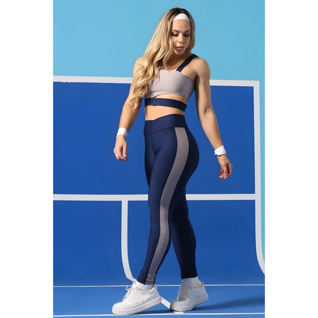Conjunto Feminino Kit Academia Top E Calça Legging Bicolor Suplex. em Oferta na Shopee