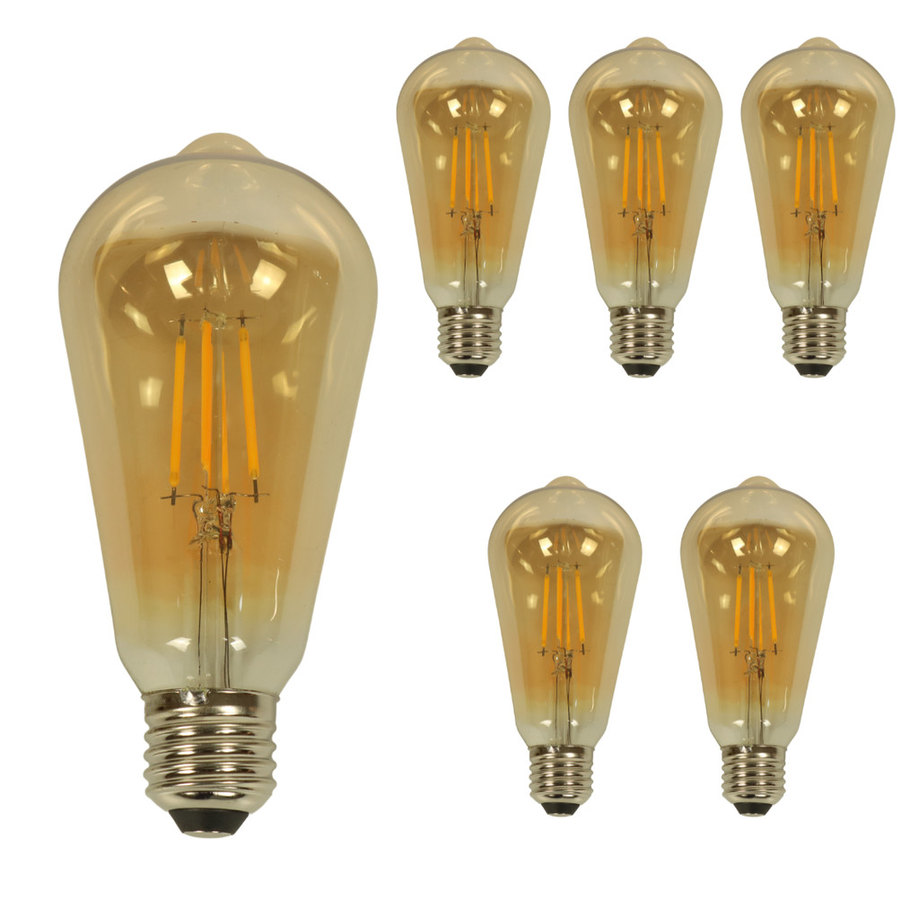 KIT5-LAMPADA RETRO FILAMENTO ST64 E27 4W BRANCO QUENTE