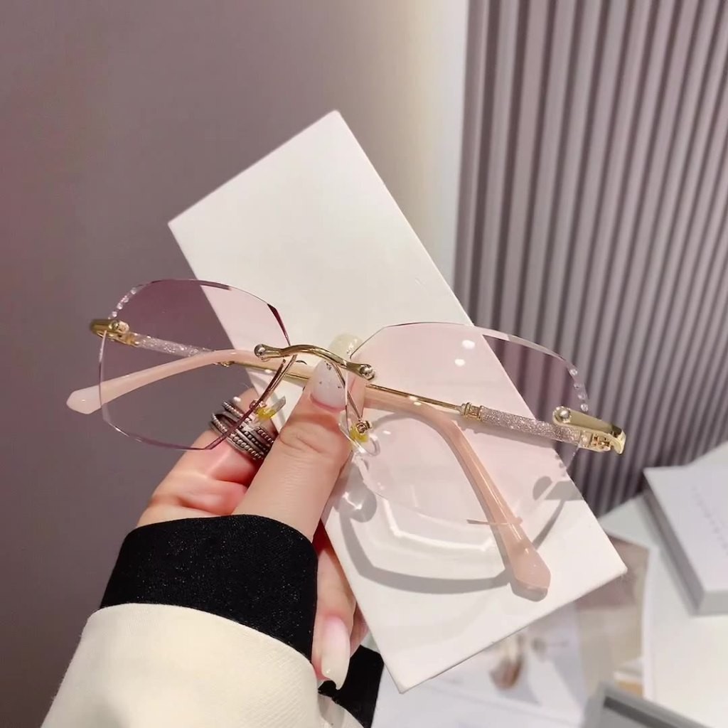 Novos óculos de Leitura sem Moldura Femininos Rosa Anti-azul em Oferta na Shopee