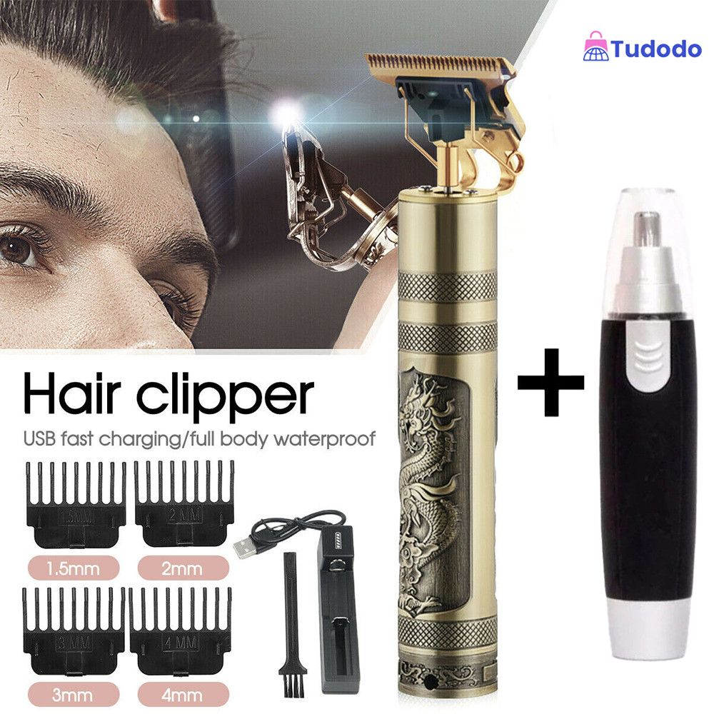 Barbeador e aparador de pelos Maquina cortar cabelo dragão Kit cuidados masculinos