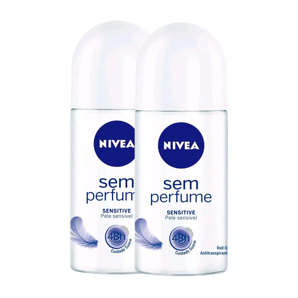 Kit 2 Desodorante Antitranspirante Roll-on Nivea Sem Perfume 50ml - Beauty