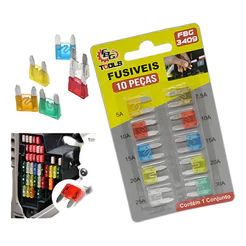 Kit 10 Fusível Automotivo Pequeno Lâmina Mini Universal