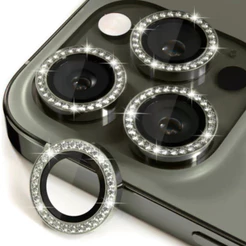 Película de Câmera com Strass Brilho para iPhone 11 a 16 – Proteção da Lente com Efeito Diamante