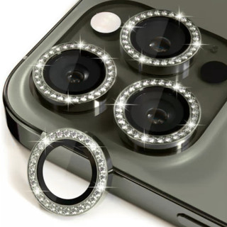 Película de Câmera com Strass Brilho para iPhone 11 a 16 – Proteção da Lente com Efeito Diamante