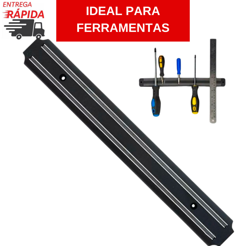Barra Magnética 50cm com Imã  Embutido ao Longo de sua Extensão para Objetos Facas Ferramentas em Oferta na Shopee