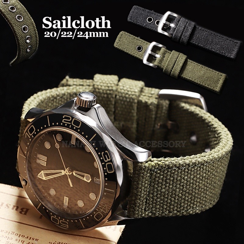 Sailcloth Pulseira De Relógio De Náilon 20mm 22mm 24mm Universal Dupla Camada Lona Retro Militar Esportes Das Mulheres D em Oferta na Shopee
