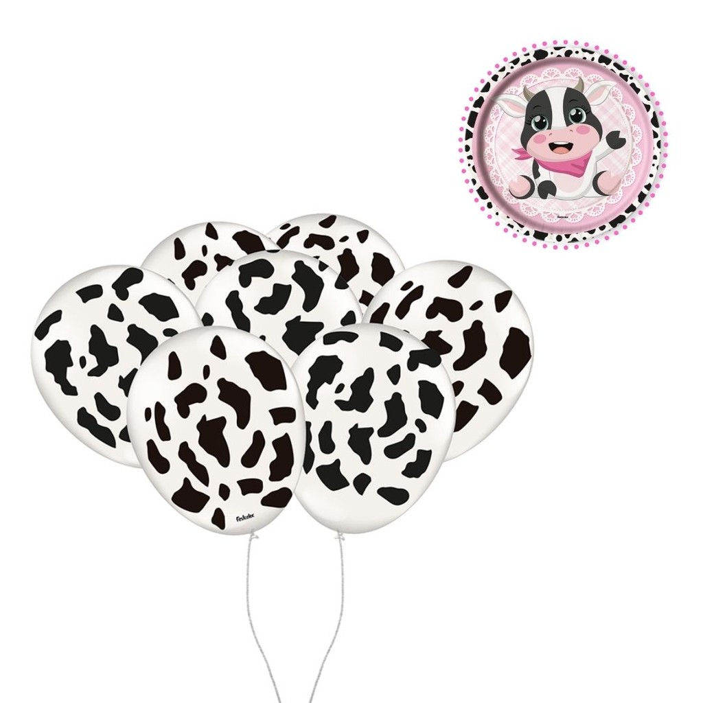 25~125 BALÃO BEXIGA FESTA VAQUINHA FAZENDINHA rosa  n°9 FESTCOLOR (CHOCO)