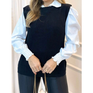 Colete Feminino Tricot Fang Outono Inverno Tricô Pullover Moda Blogueira *COLETE TRICO
