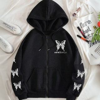 Moletom Borboleta Soul Japonês Gótico Ziper Oversized Streetwear
