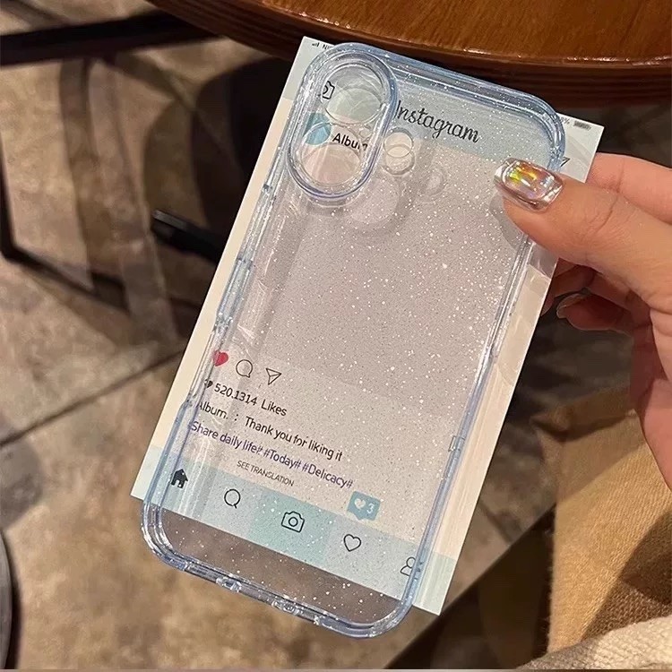 Capa Transparente Com Glitter Para iPhone 16E Ultrafina Macia TPU em Oferta na Shopee