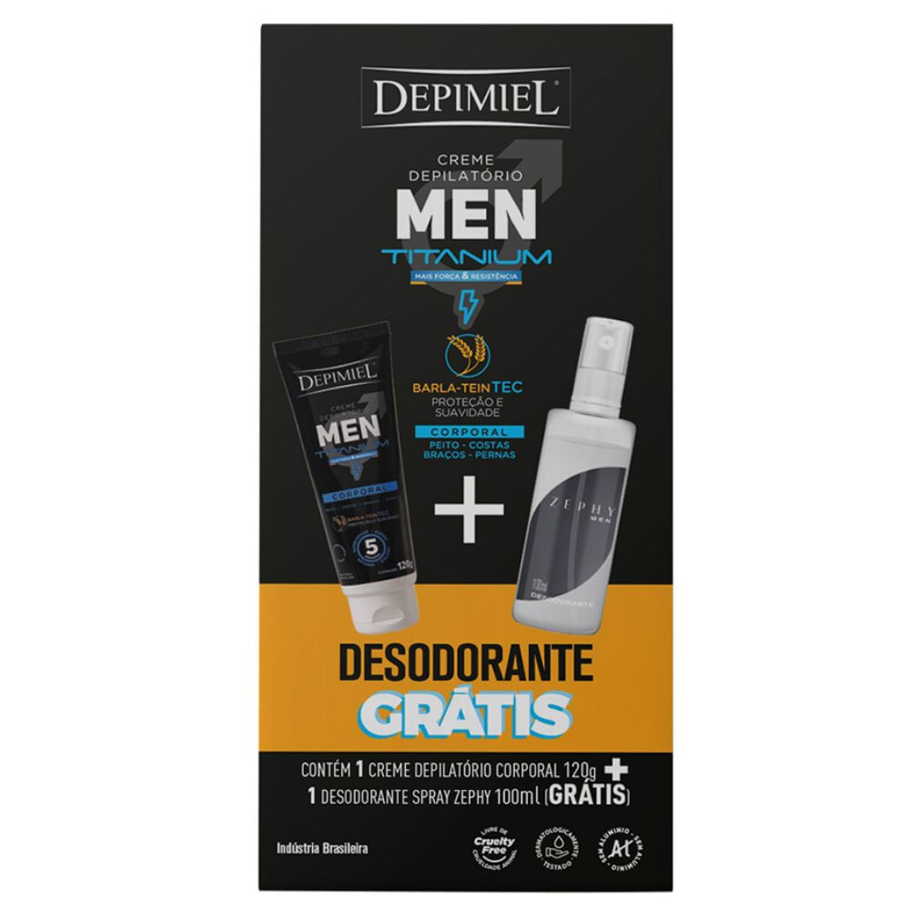 Creme Depilatório Corporal Men 120g e Desodorante Spray Zephy 100ml - Beauty