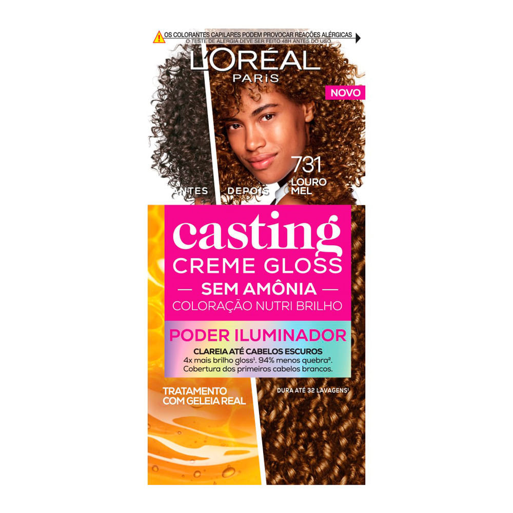 Tintura Casting Creme Gloss Sem Amônia L'oréal Paris Poder Iluminador Cor 731 Louro Mel - Beauty