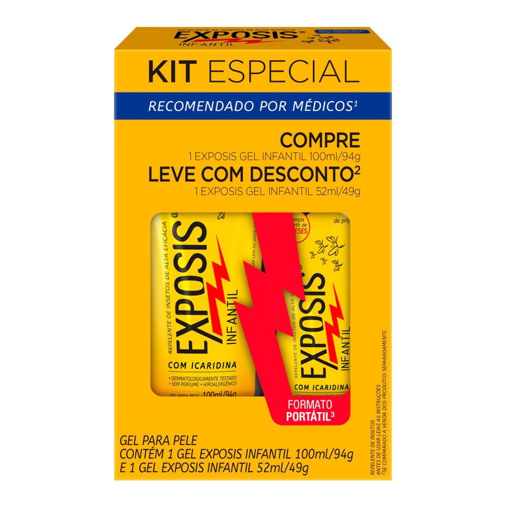 Repelente Exposis Infantil Gel com Icaridina 100ml e Leve com Desconto Repelente Exposis Infantil Gel 52ml - Beauty