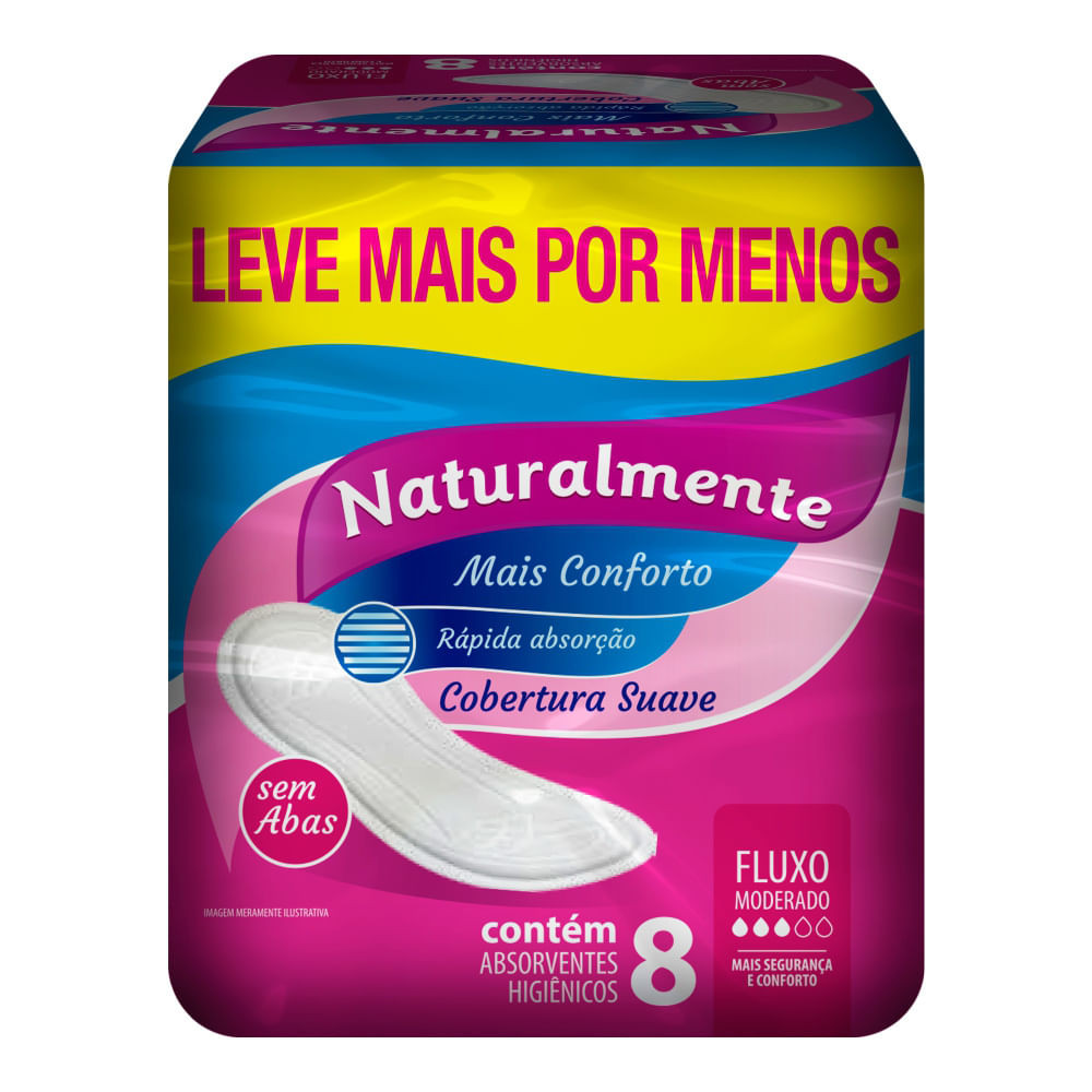 Absorvente Naturalmente Mais Conforto Suave Sem Abas 8 Unidades Leve Mais Por Menos - Health